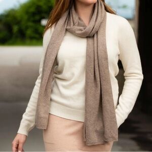 Gobi Cashmere Classic Knit Scarf‎ Oatmeal/Khaki